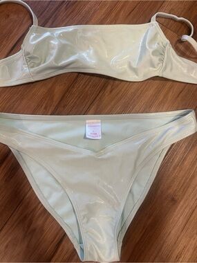Xhilaration Shimmery Pale Mint Bikini Top & Bottom Set